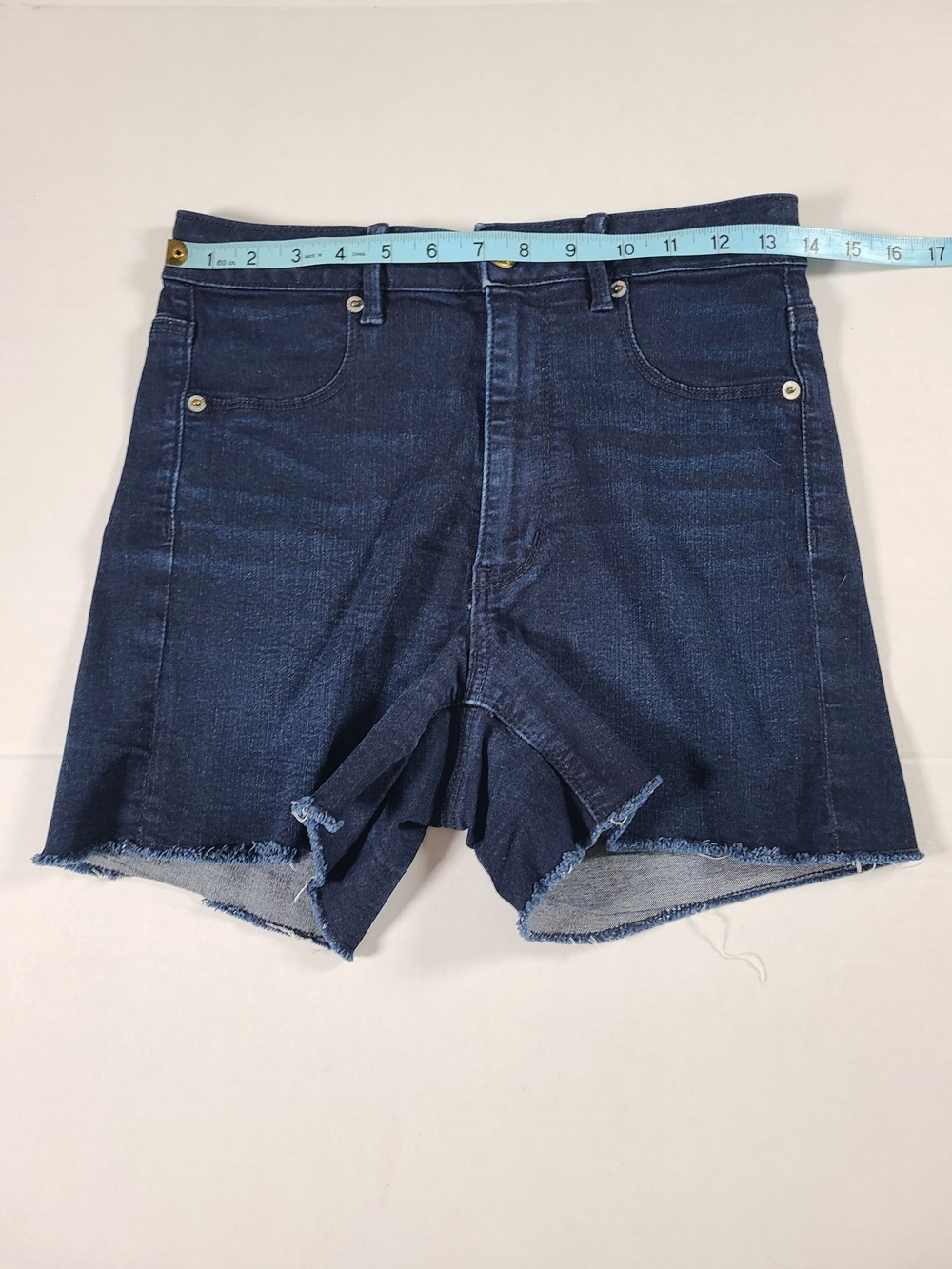 American Eagle Outfitters Dark Blue Denim Stretch Raw Hem Womens Shorts 8 - Picture 6 of 10
